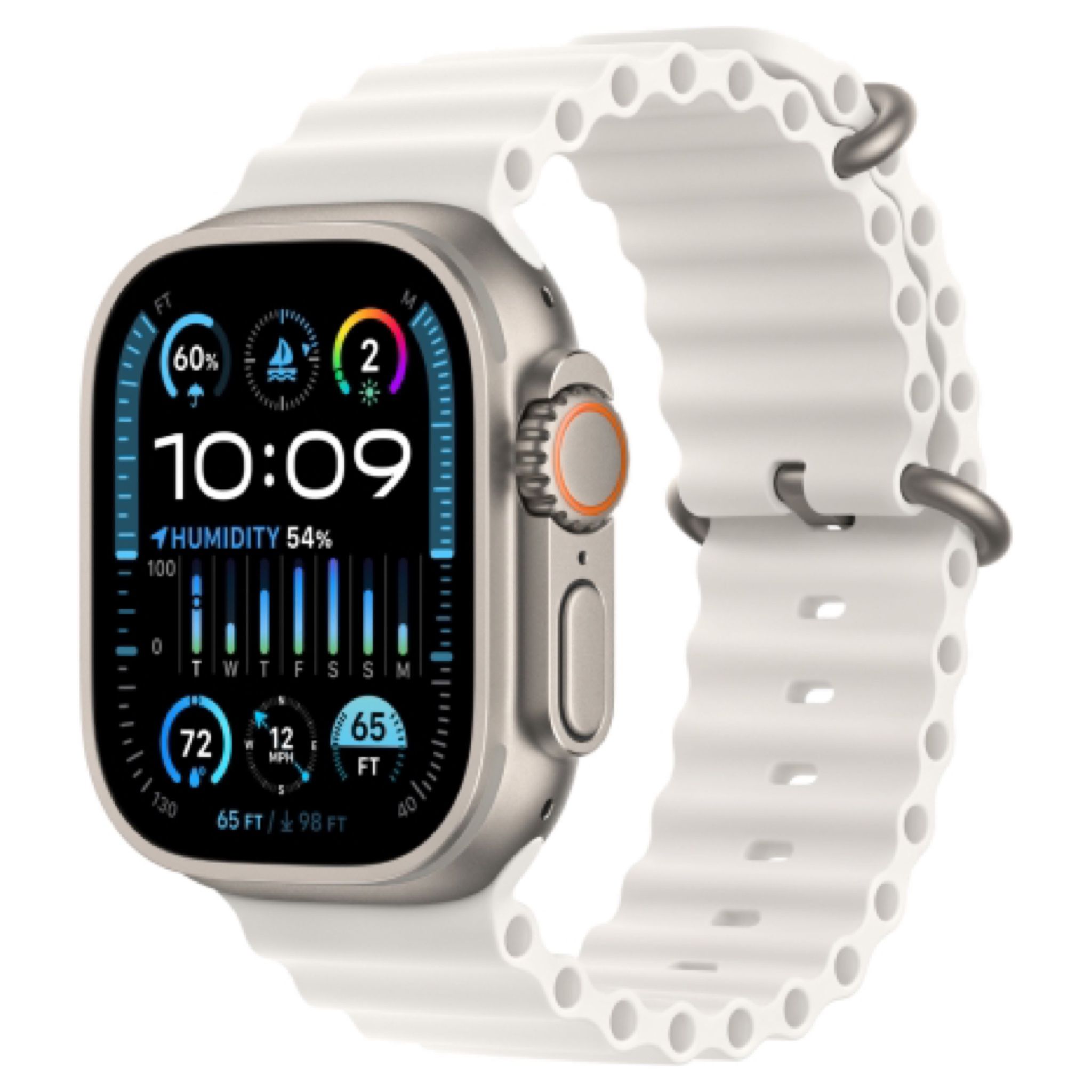 Apple Watch Ultra 2 49 мм, ремешок Ocean белого цвета