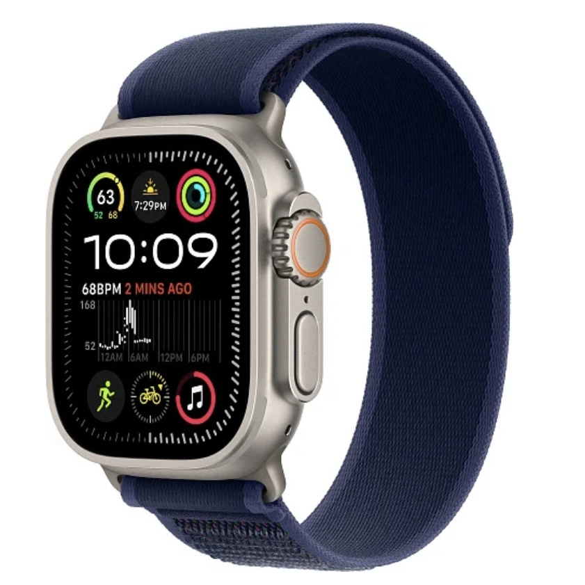 Apple Watch Ultra 2 2024 49 мм, корпус из натурального титана, ремешок Trail синего цвета, размер S/M