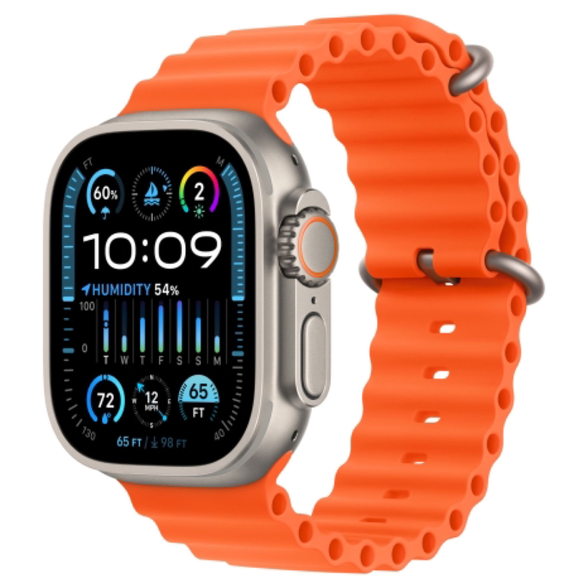 Apple Watch Ultra 2 49 мм, ремешок Ocean оранжевого цвета